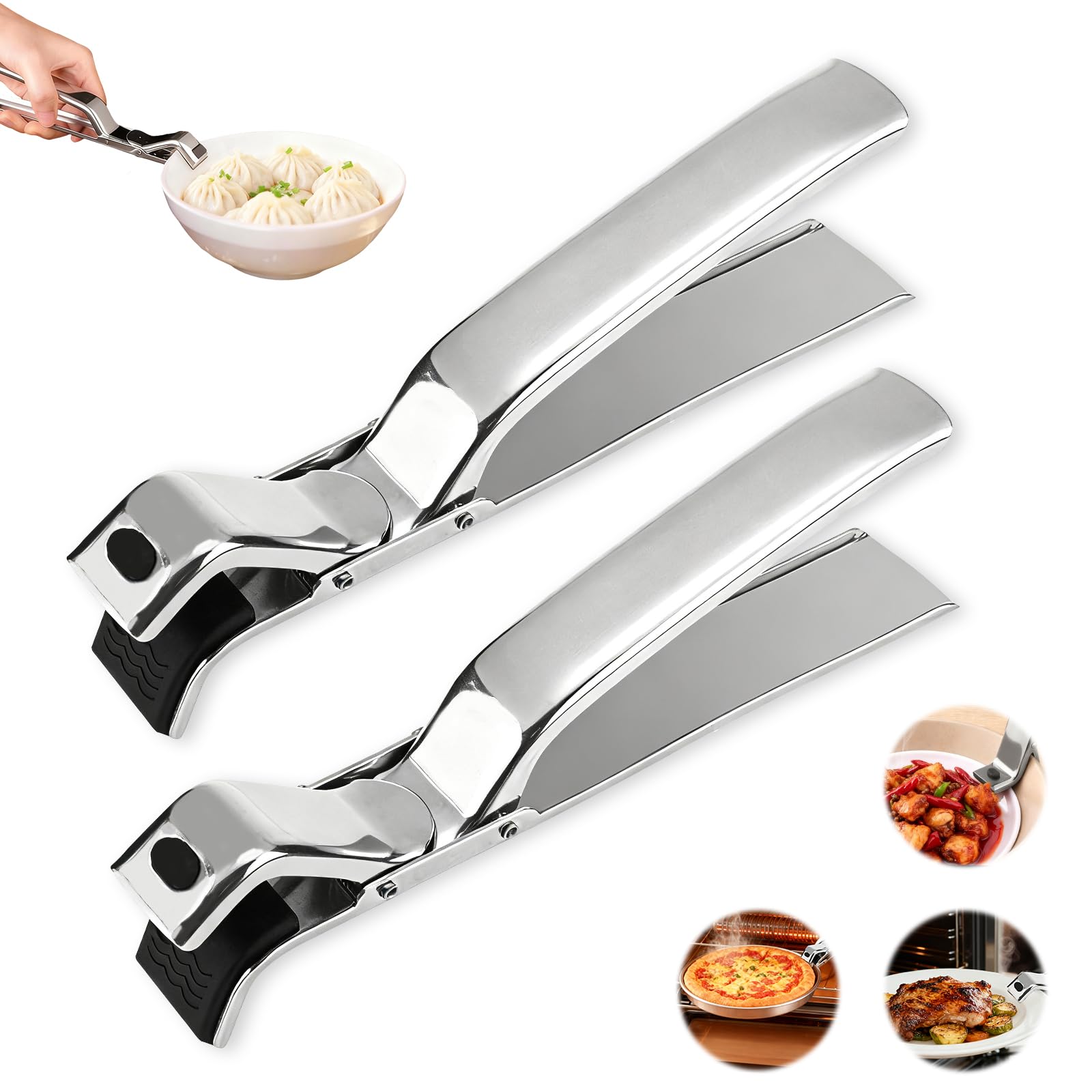 Generic hot plate gripper securely lifts hot bowls with a stable, non-slip grip for safer handling.