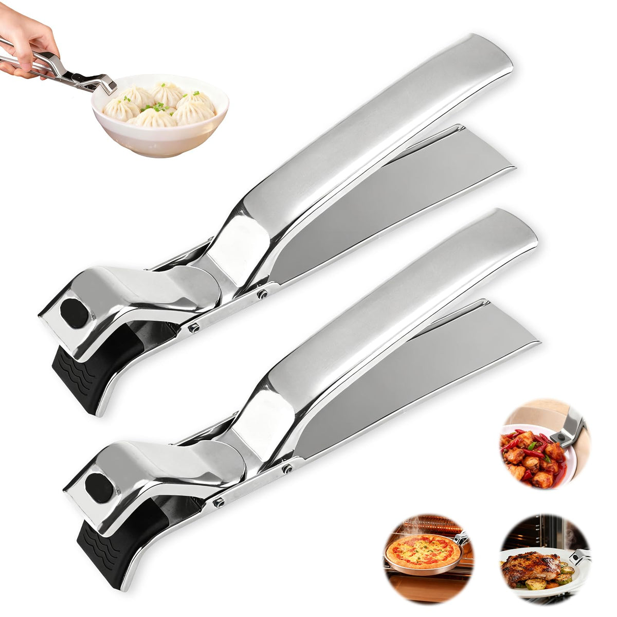 Generic hot plate gripper securely lifts hot bowls with a stable, non-slip grip for safer handling.