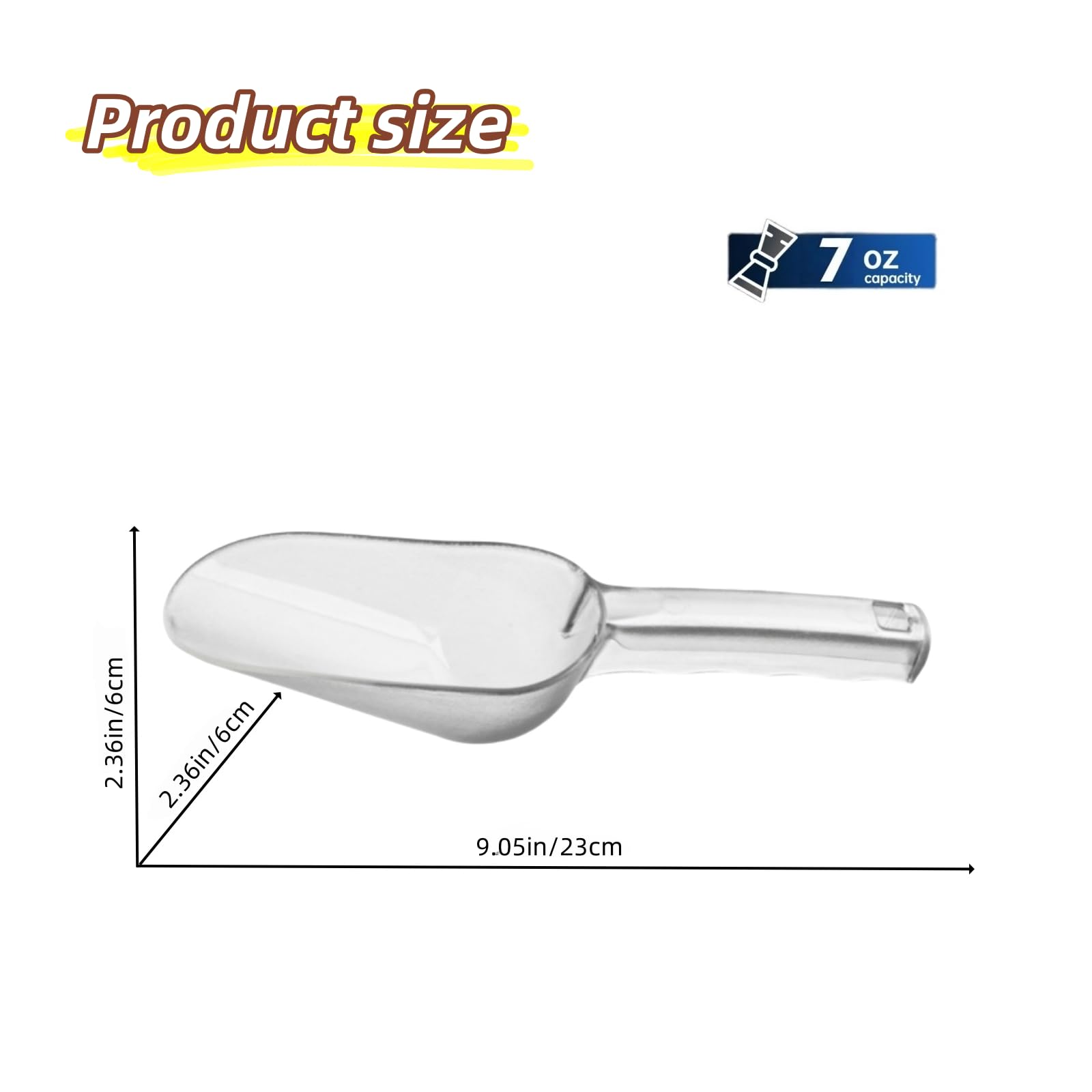 Generic ice scoop with ergonomic anti-slip handle for a secure grip
