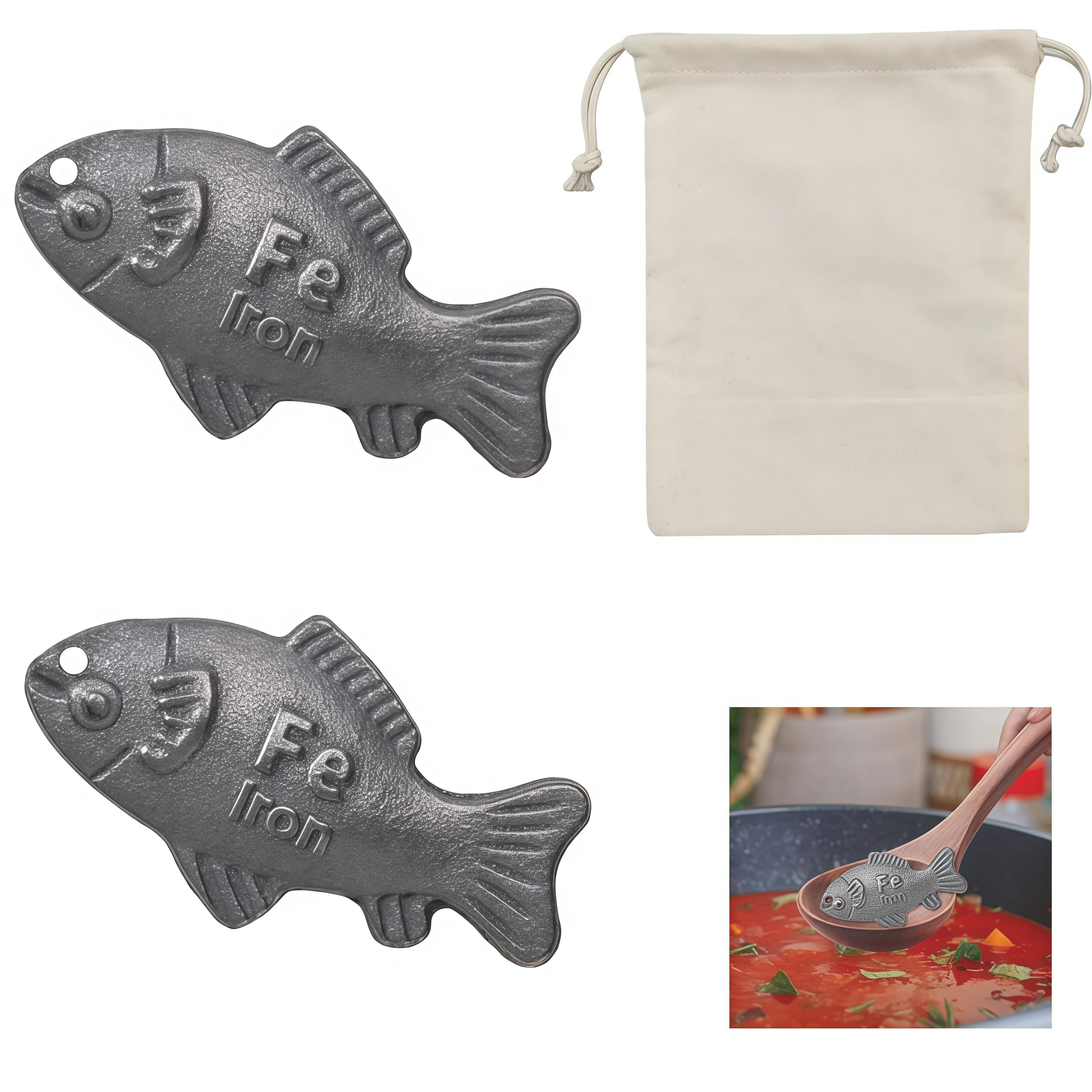 Generic Iron Fish dual-pack for kitchen use delivers convenient iron boost while cooking.