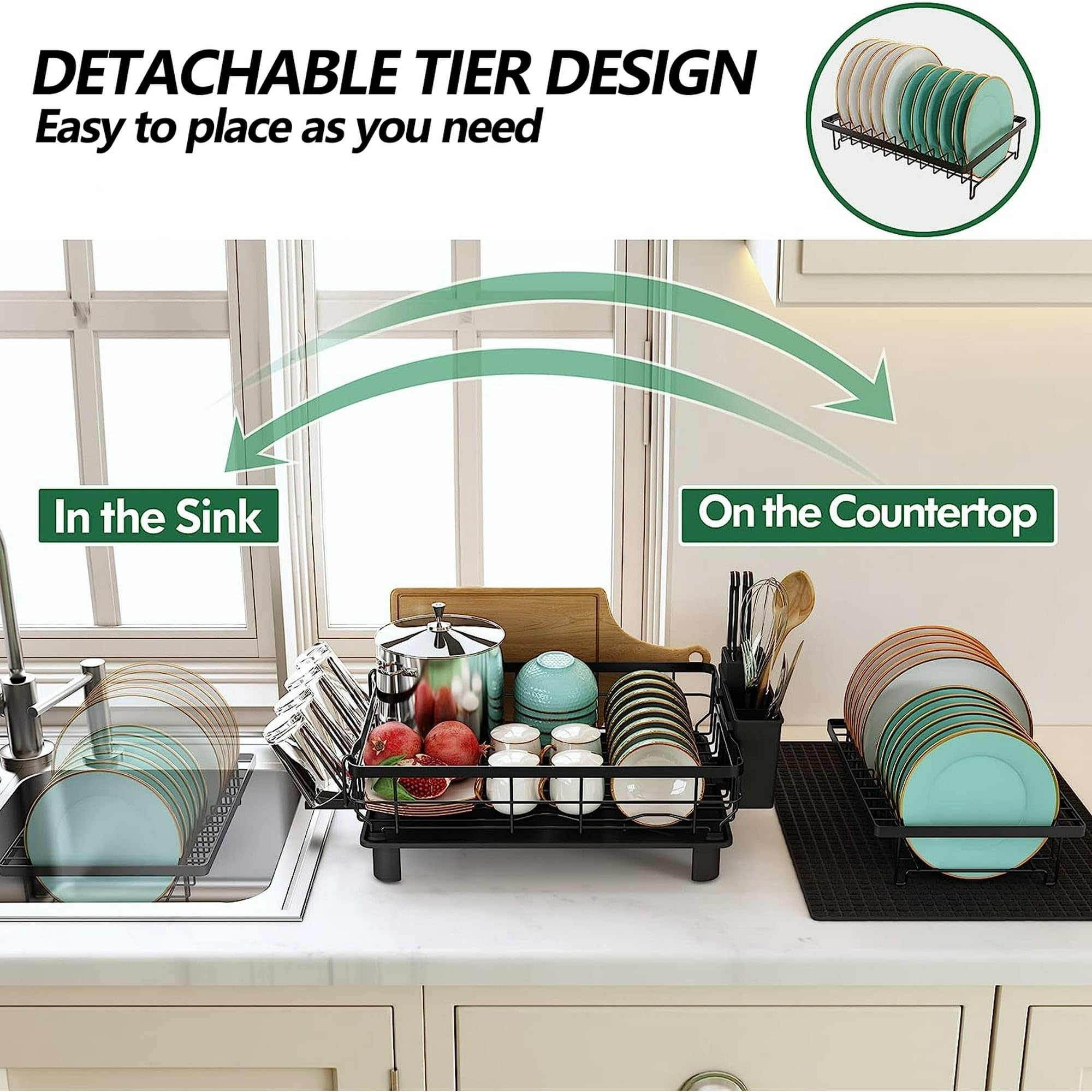 Generic Large Dish Drying Rack rust-resistant coating helps maintain a fresh look.