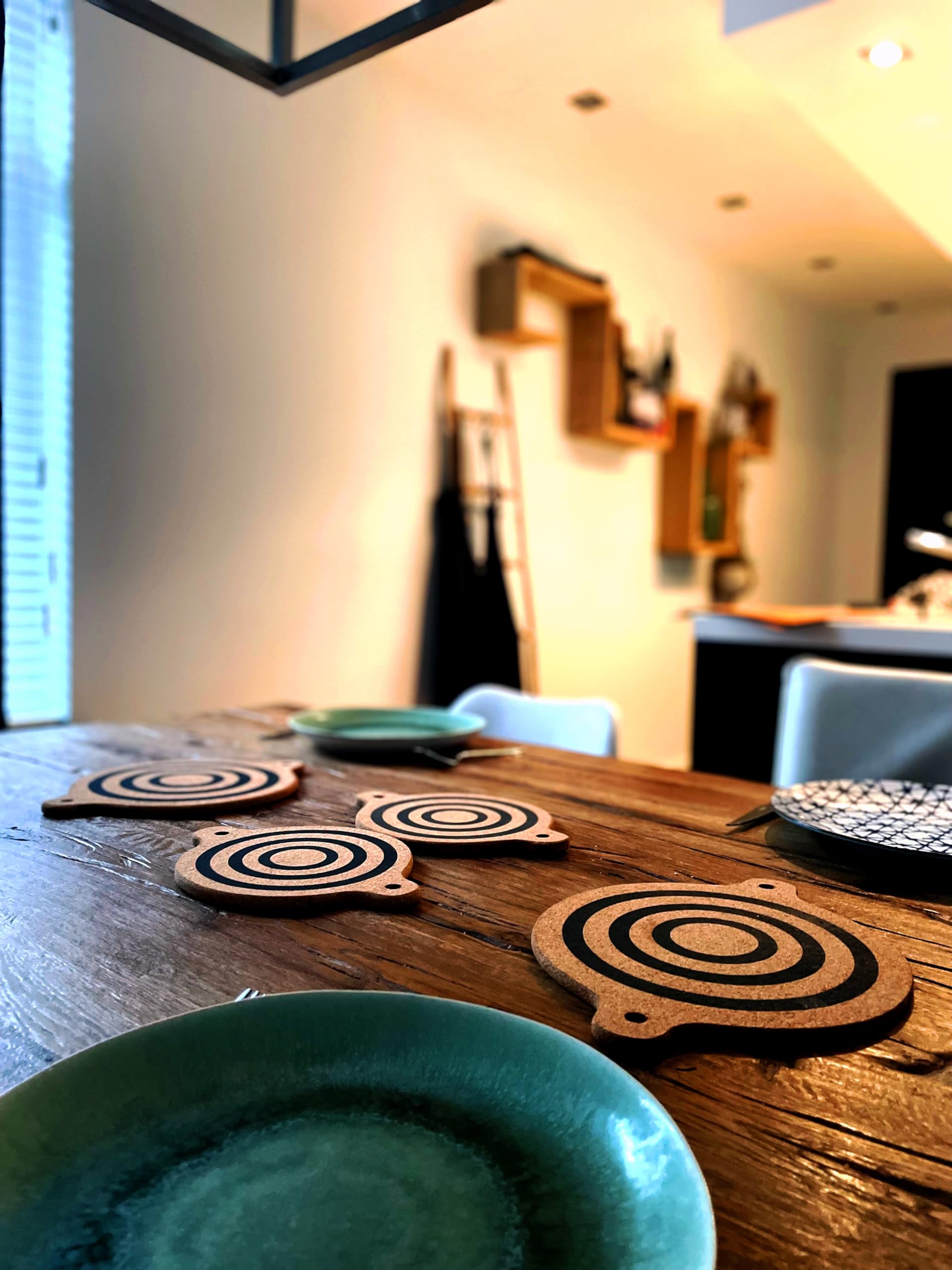 Generic magnet cork trivet ears design with hang hole.