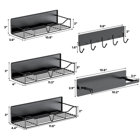Generic magnetic shelf on a refrigerator holding spice bottles for convenient kitchen storage.