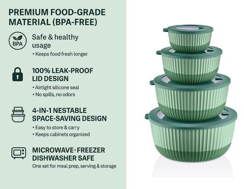 Generic bowls ready for microwave reheating and freezer storage.