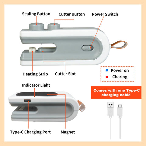 Generic Mini Bag Sealer compact handheld design for on-the-go snacks.