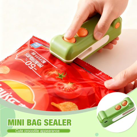 Generic mini bag sealer cutting slot demonstrating easy bag opening and resealing.