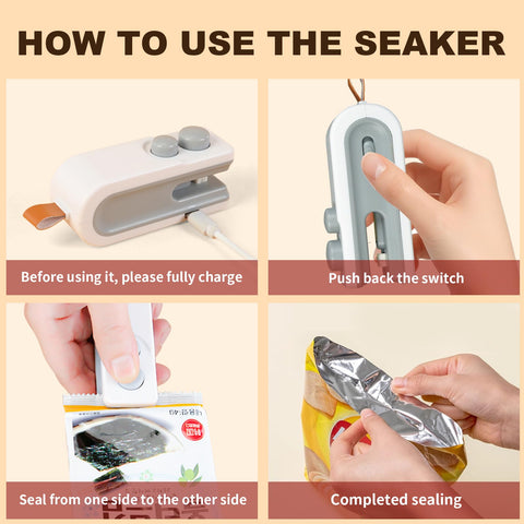 Generic mini bag sealer compatible with snack bags and wrappers