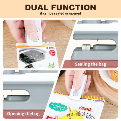 Generic mini bag sealer front view shows easy grip and sealing action