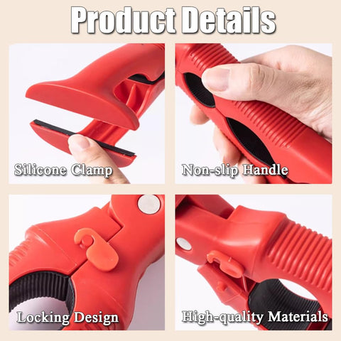 Generic multi-angle grip heads enable versatile holds for bowls and plates.