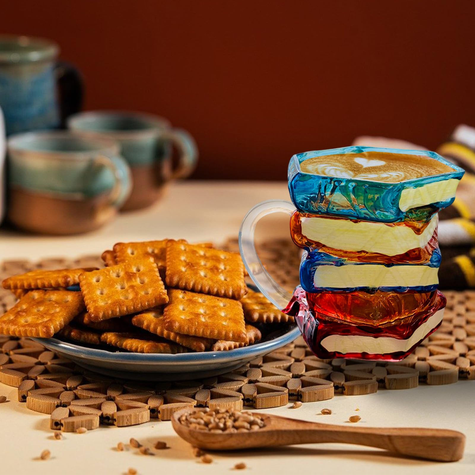 Generic Painted Book Mug dishwasher-safe design enables easy cleaning.