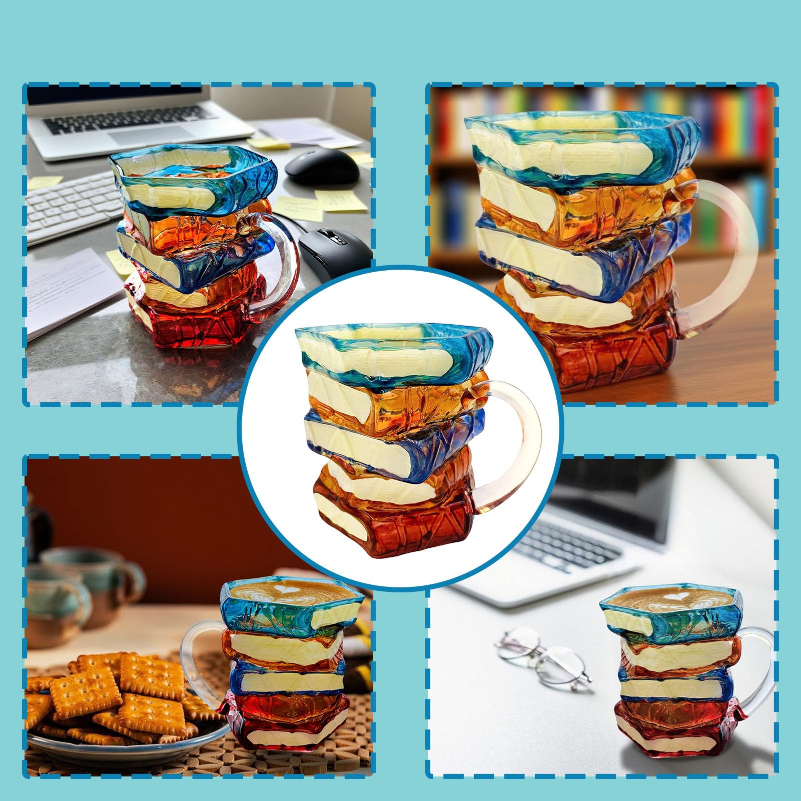 Generic Painted Book Mug print detail captures vivid artistic design.