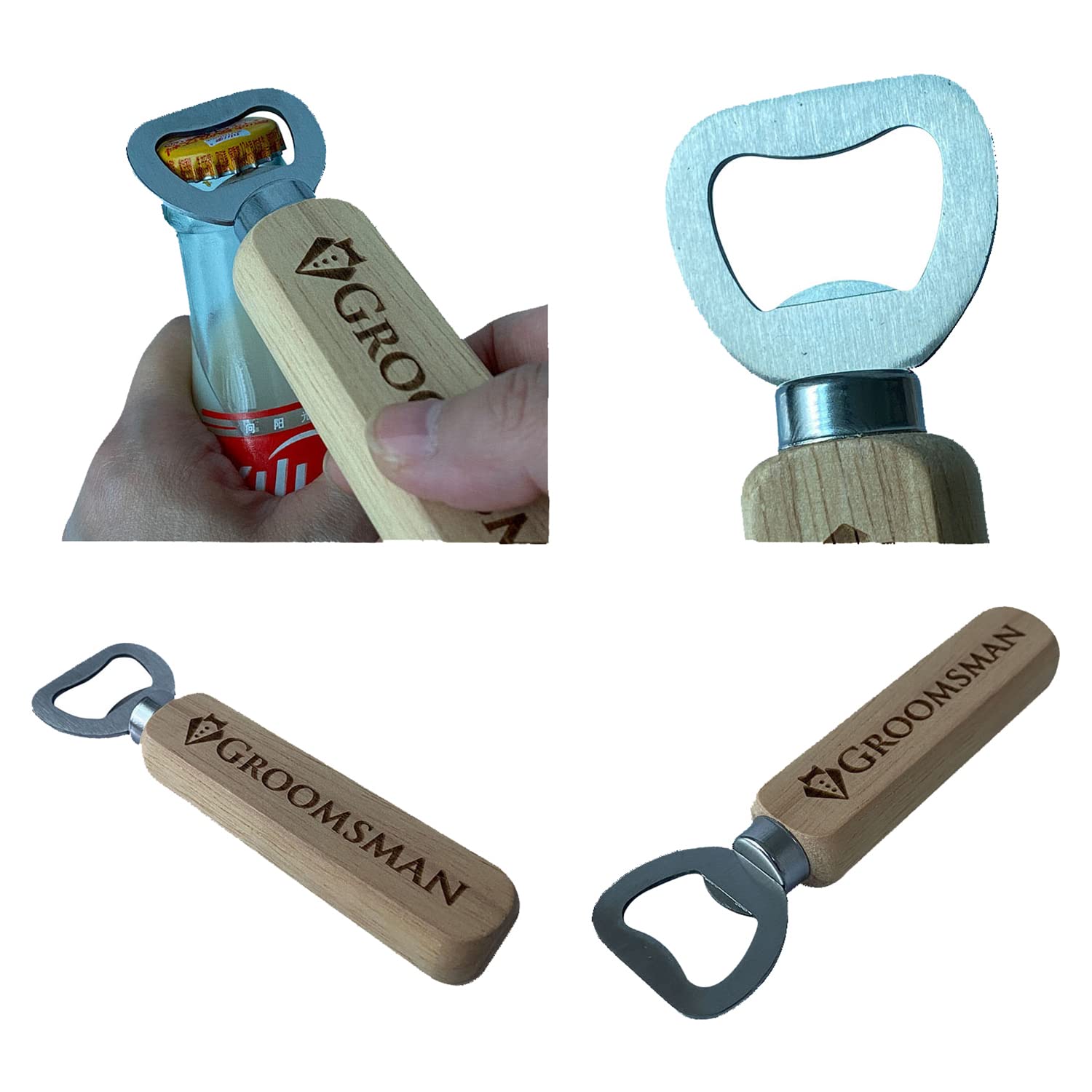 Generic Pongs ten-piece wooden bottle opener set for best man and groomsmen gifts