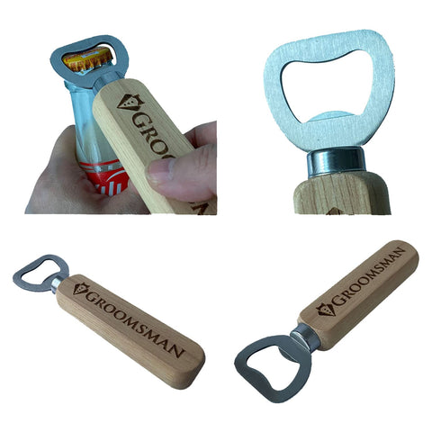 Generic Pongs ten-piece wooden bottle opener set for best man and groomsmen gifts