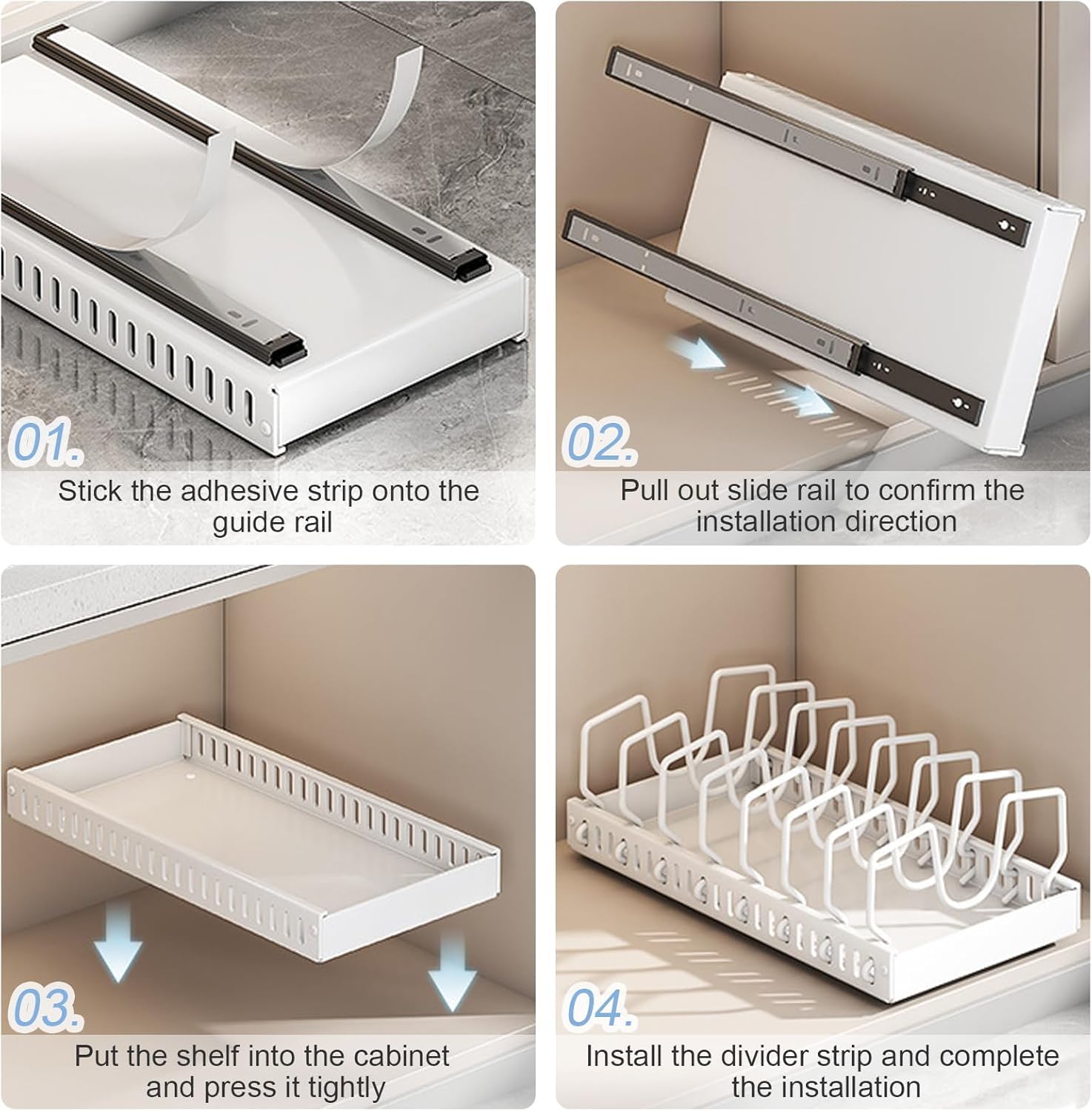 Generic pull-out mechanism glides smoothly for quick access to pots and pans.