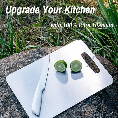 Generic Pure Titanium Cutting Board, dual-sided design separates meat and produce.