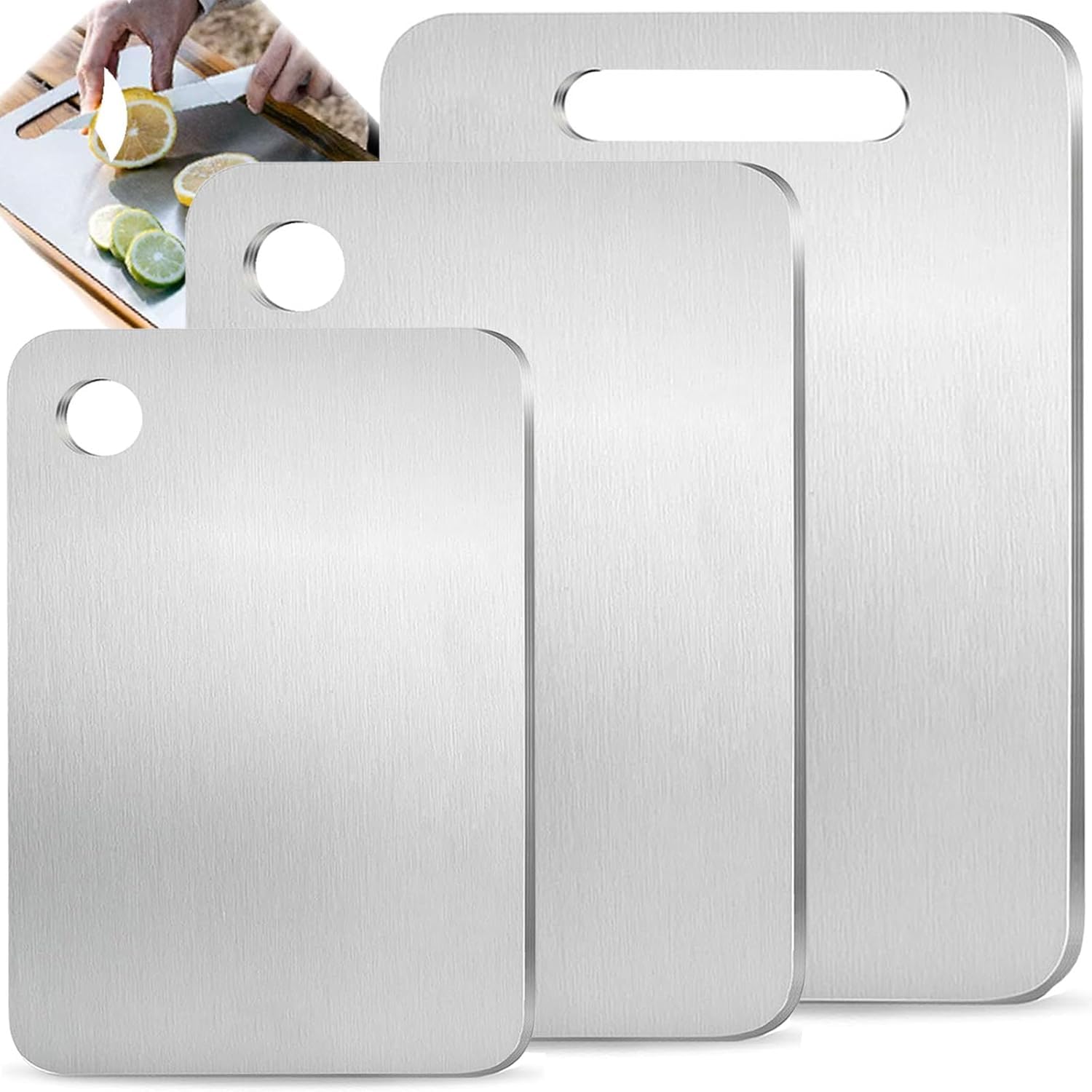 Generic Pure Titanium Cutting Board Set, small front view, durable, knife-friendly for precise prep.