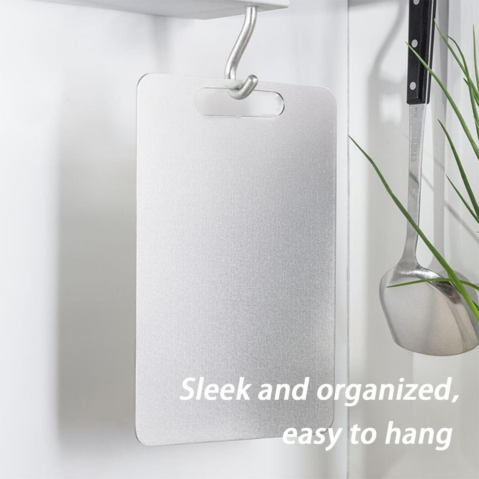 Generic Pure Titanium Cutting Board with handle, dries quickly after washing.