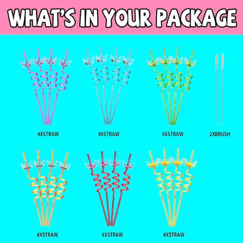 Generic reusable party-favor princess straws set saves waste while adding charm.