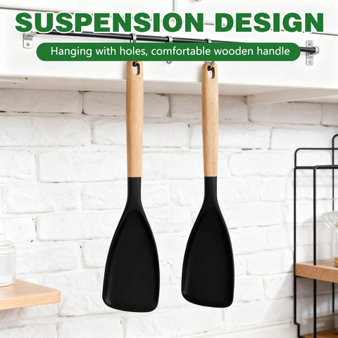 Generic silicone spoon made from food-grade material safe for nonstick cookware.