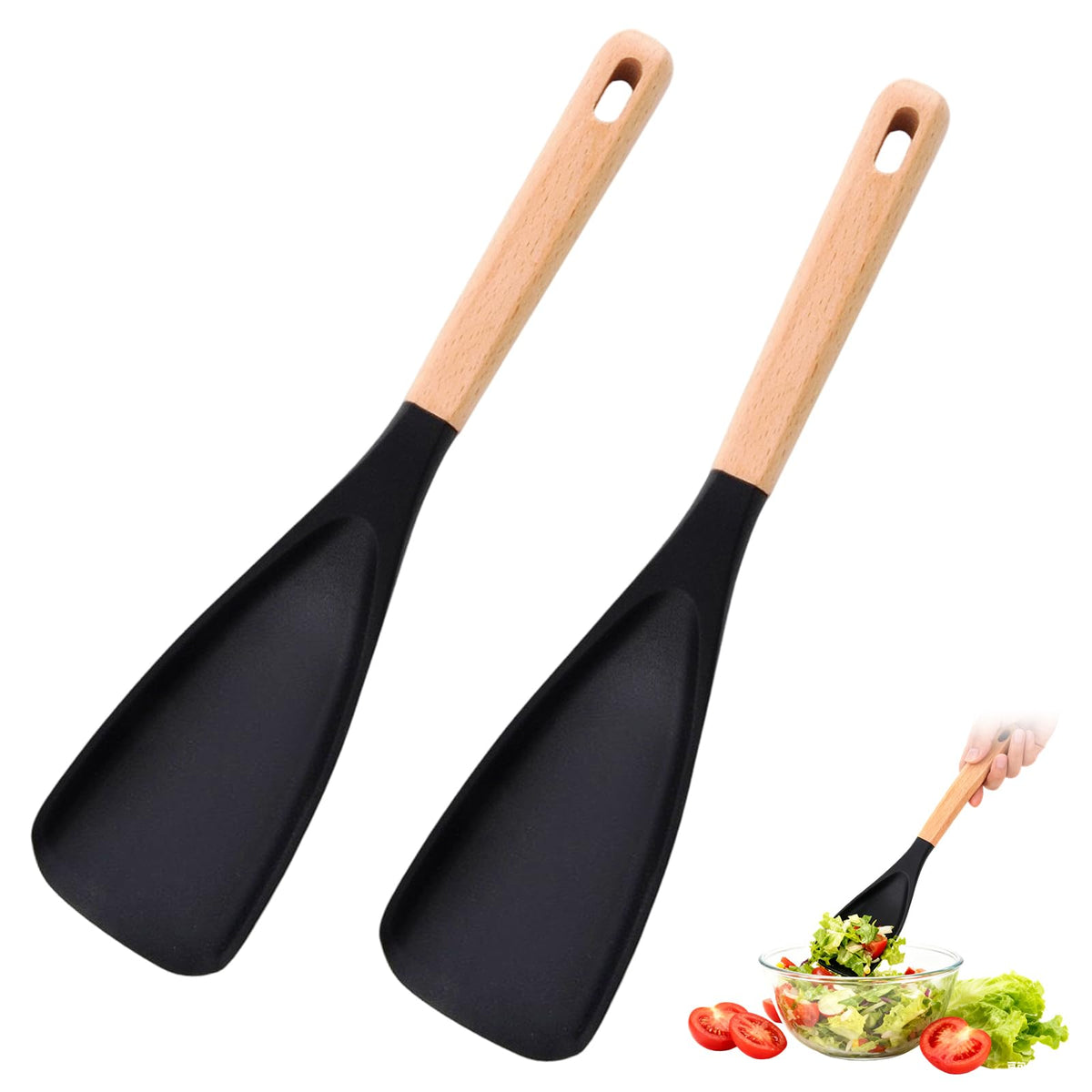 Generic silicone cooking spoon shows heat resistance up to 230°C for high-temp tasks.