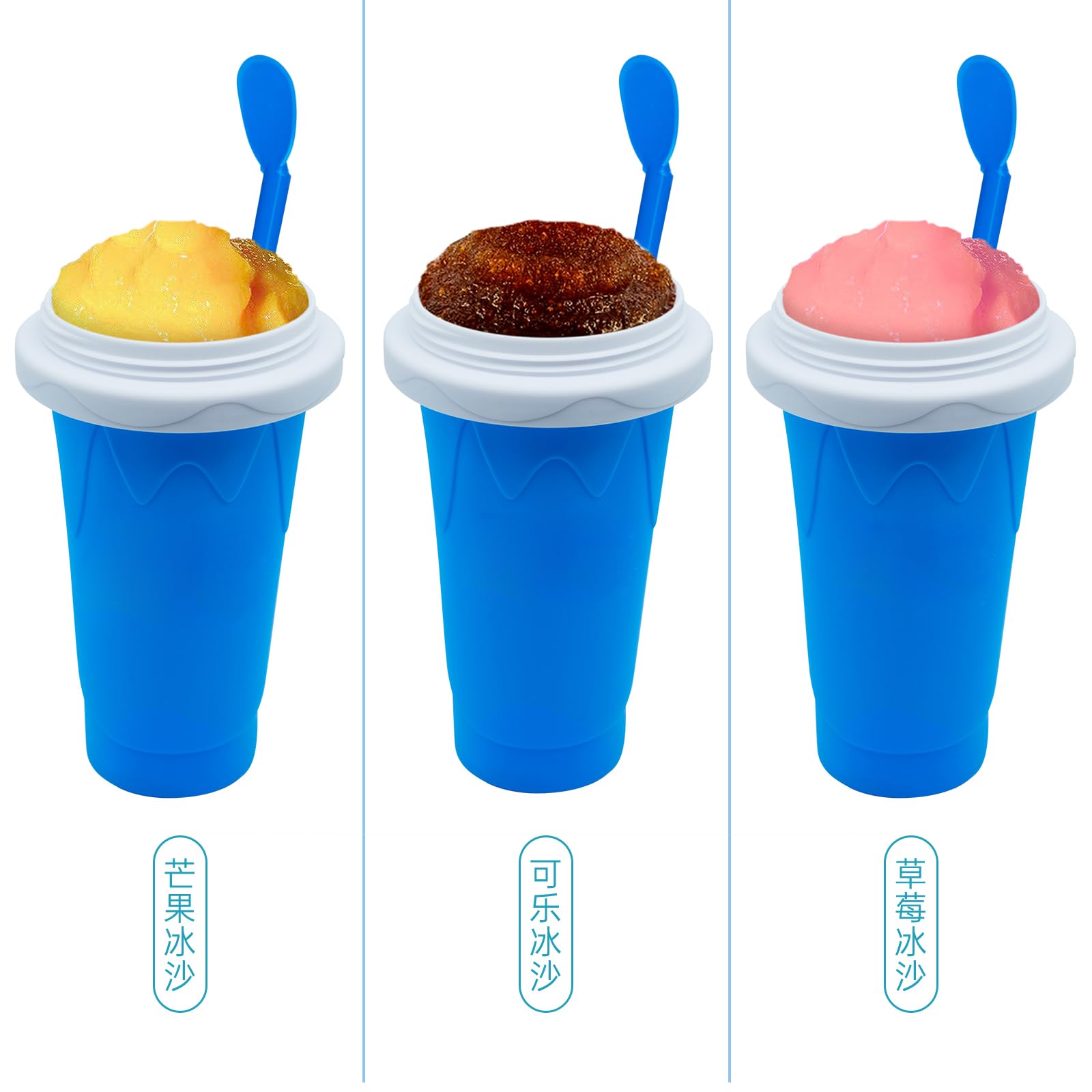 Generic Slushy Maker in freezer with cooling insert for rapid chilling.