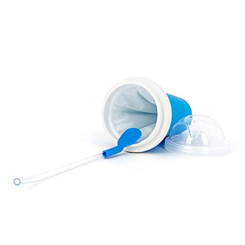 Generic Slushy Maker pouring beverage into silicone cup for slushy creation.