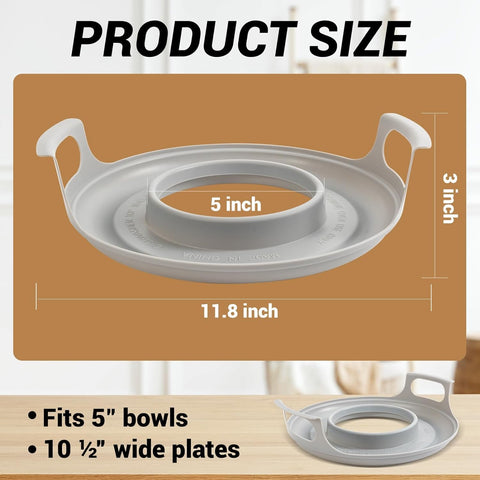 Generic spillover caddy edge catches spills for easy cleanup after microwaving.