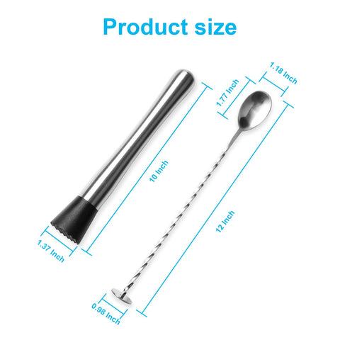Generic stainless steel muddler with nylon head for safe glassware and rust resistance.