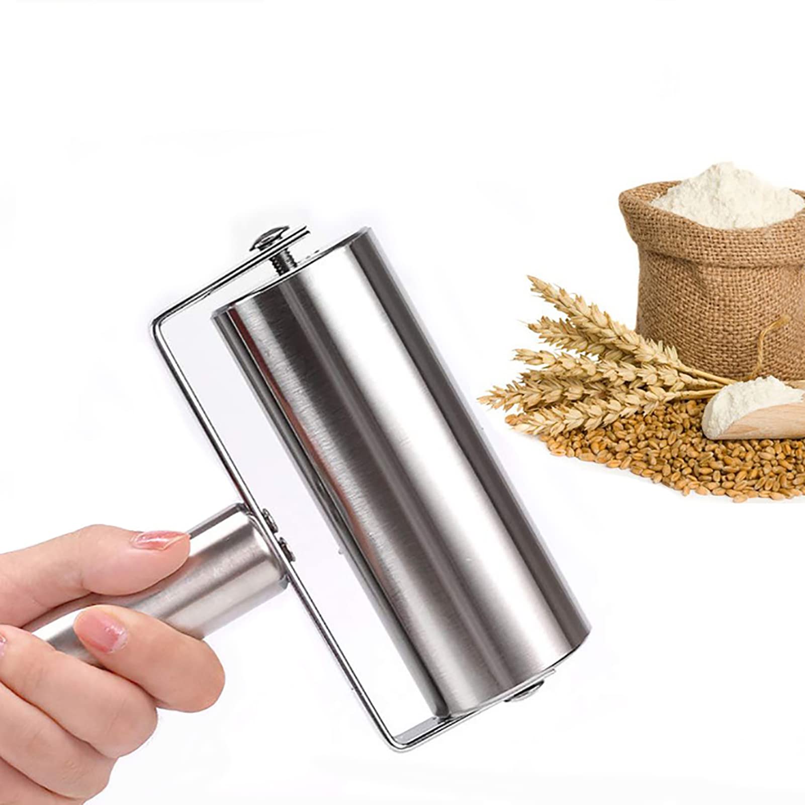 Generic stainless steel rolling pin offers durable, easy-to-clean performance.