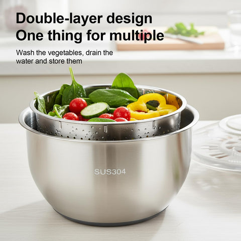 Generic BPA-free stainless steel salad spinner for safe food prep.