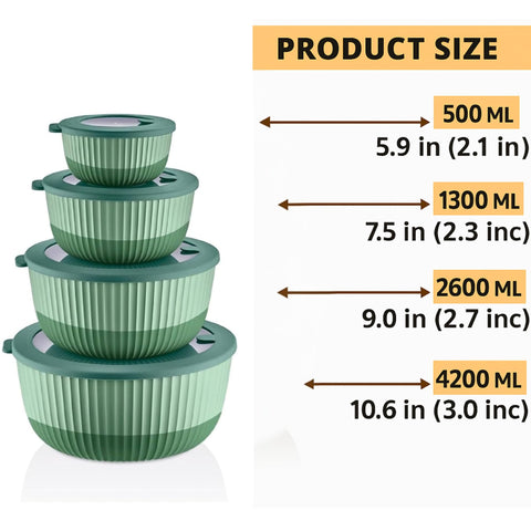 Generic airtight lids secure bowls to prevent leaks.