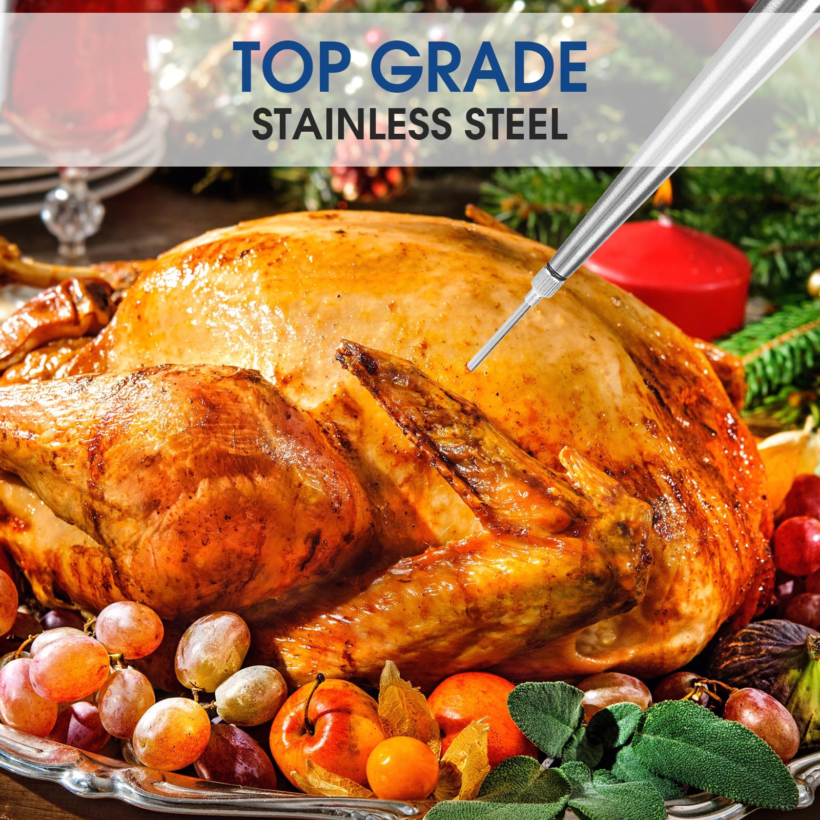 Generic Turkey Baster stainless steel needle offers durable, precise marinade injection