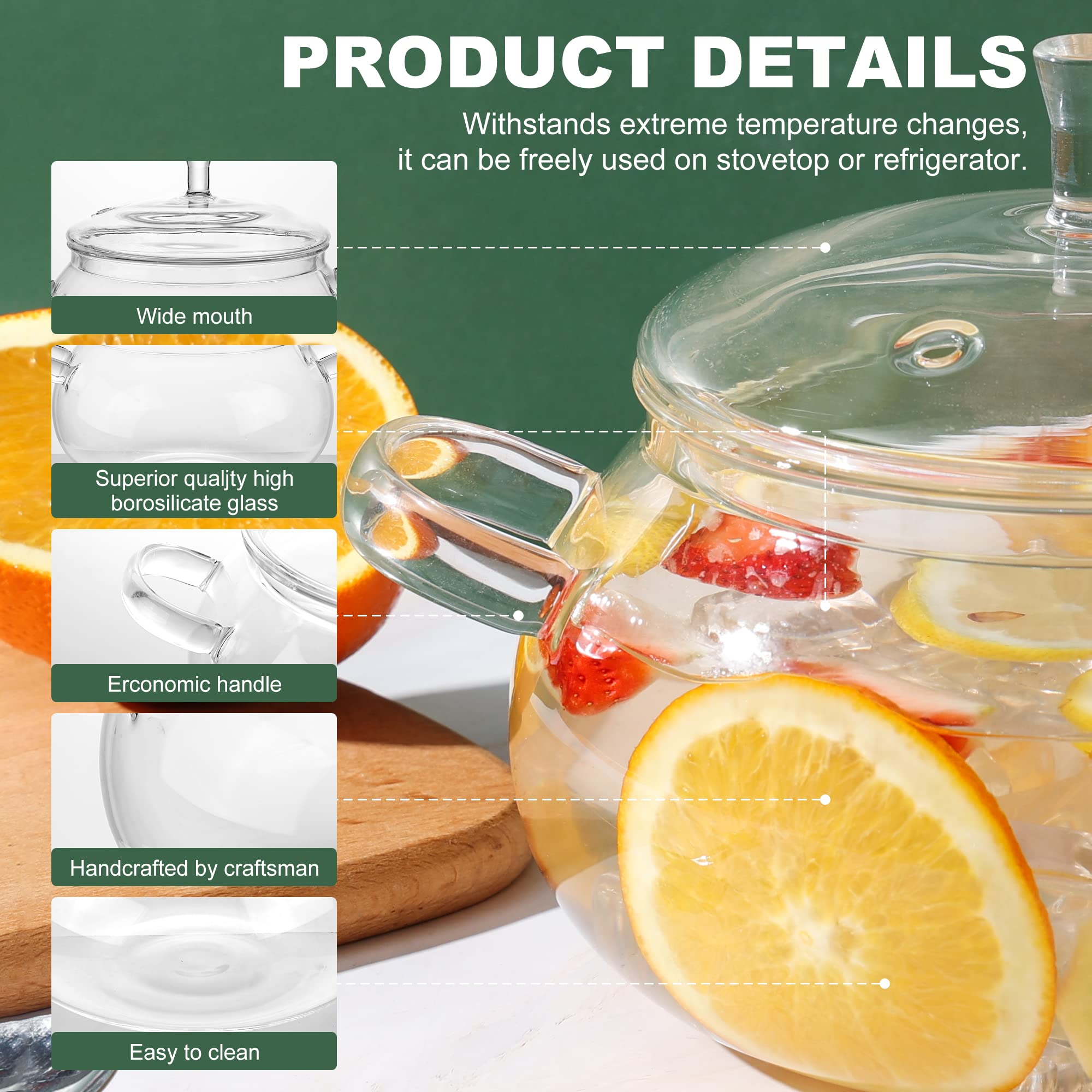 Generic two-point-five quart glass pot offers ample capacity for meals.
