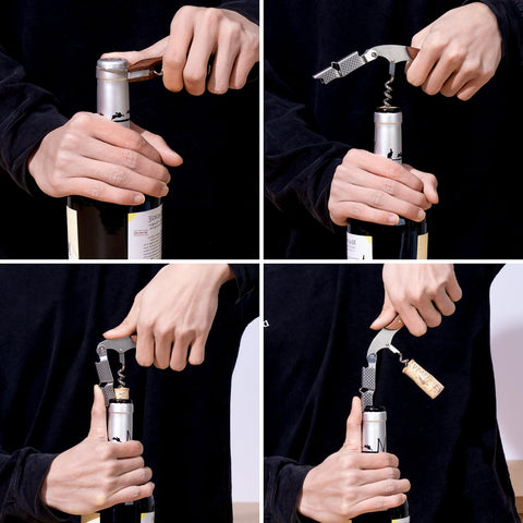 Generic waiter corkscrew folds compactly for travel, camping, or bedside use.