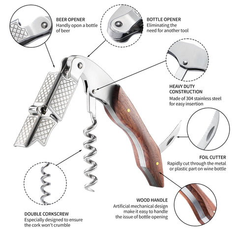 Generic corkscrew in leather protective bag keeps tools organized on the go.