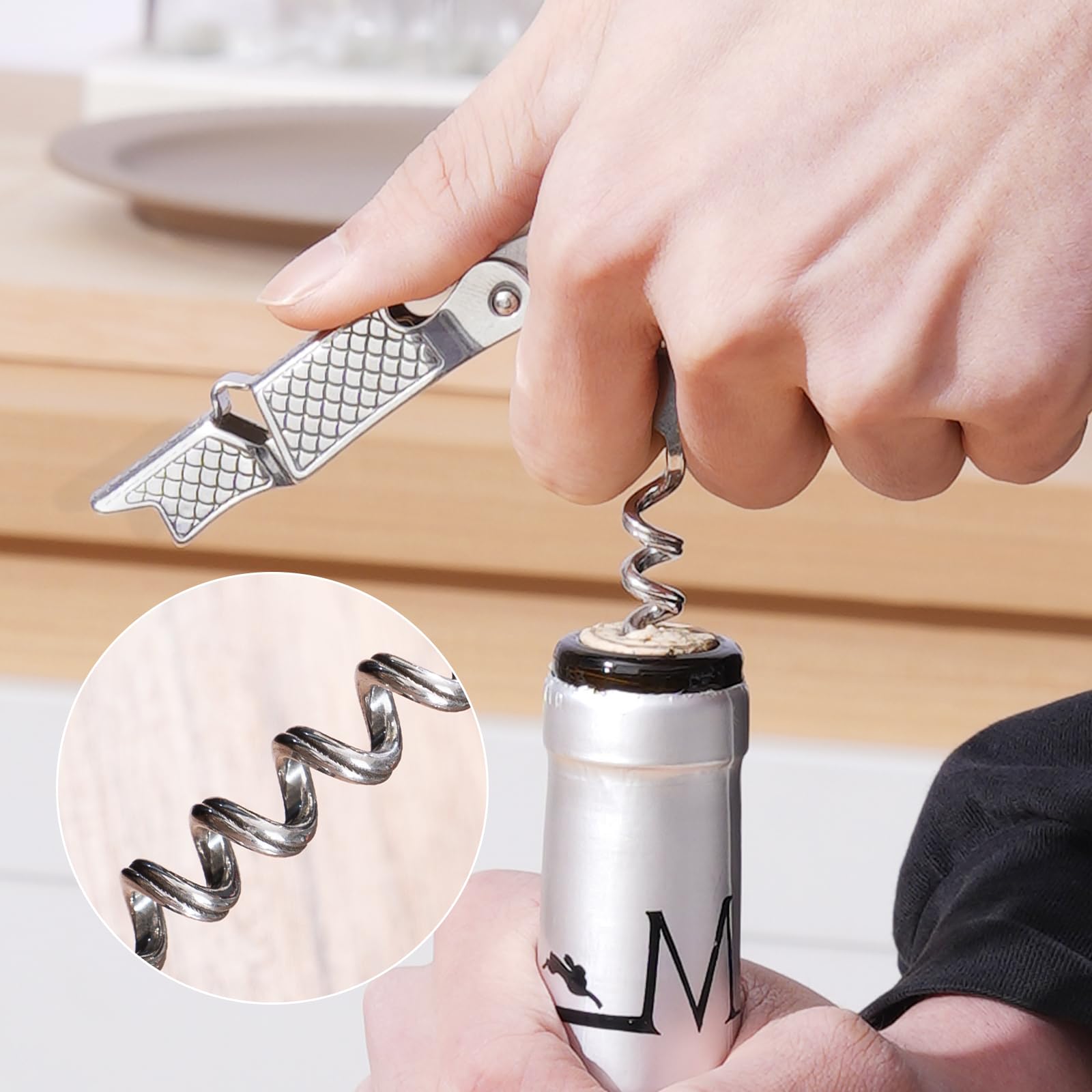 Generic corkscrew with stainless steel handle delivering durability for busy bars.