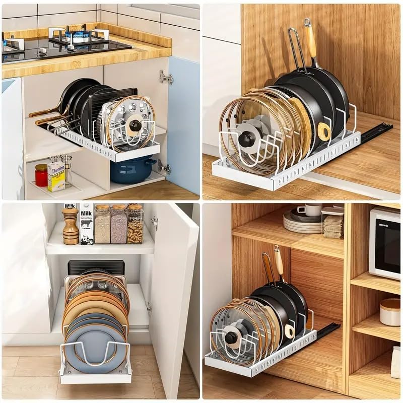 Generic white organizer fits on countertops or inside cabinets for easy access.