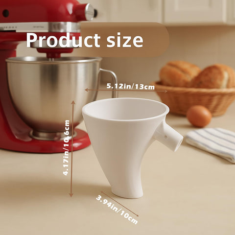 KitchenAid KSM150 wide-mouth pour spout enables mess-free ingredient transfer