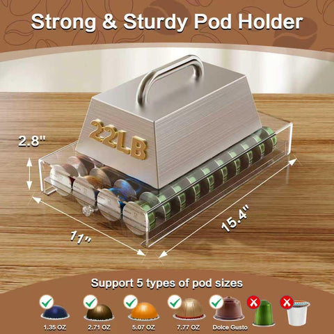 Genew coffee pods holder 40-pod capacity demonstrates organized capsule storage.