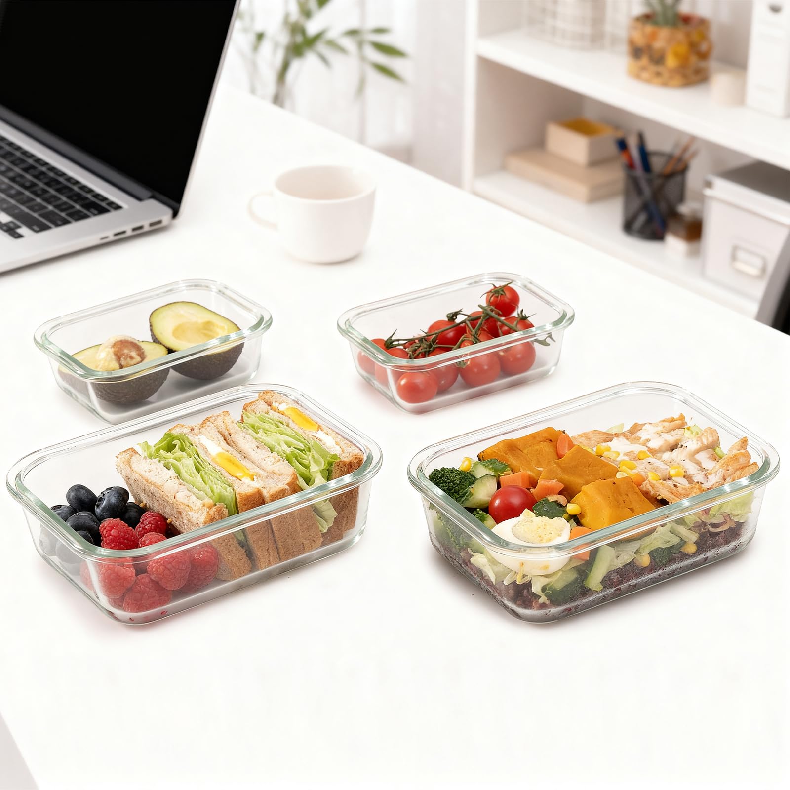 GENICOOK 4-hinge locking lids provide a secure seal for on-the-go meals.