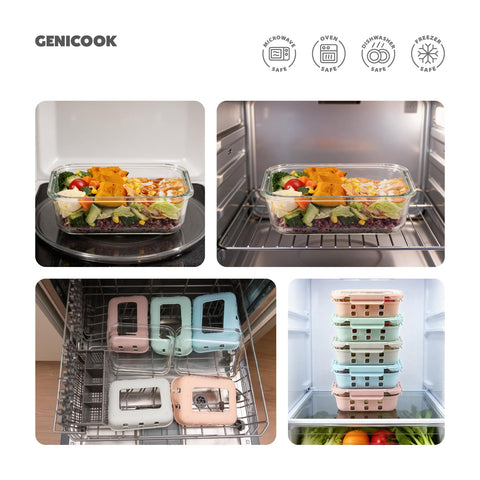 Genicook dishwasher safe glass storage ready for cleaning