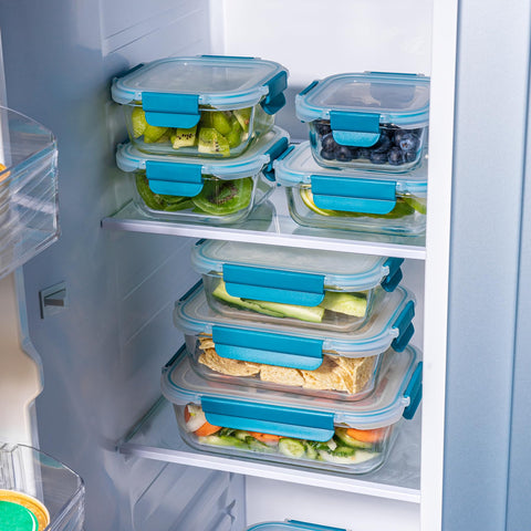 GENICOOK stackable storage boxes save space in fridge and cabinets.