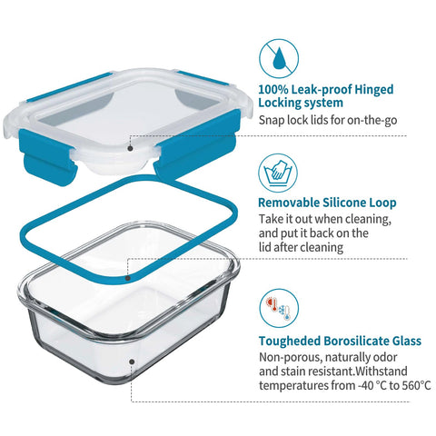 GENICOOK rectangular and square containers in nine sizes for versatile portioning.