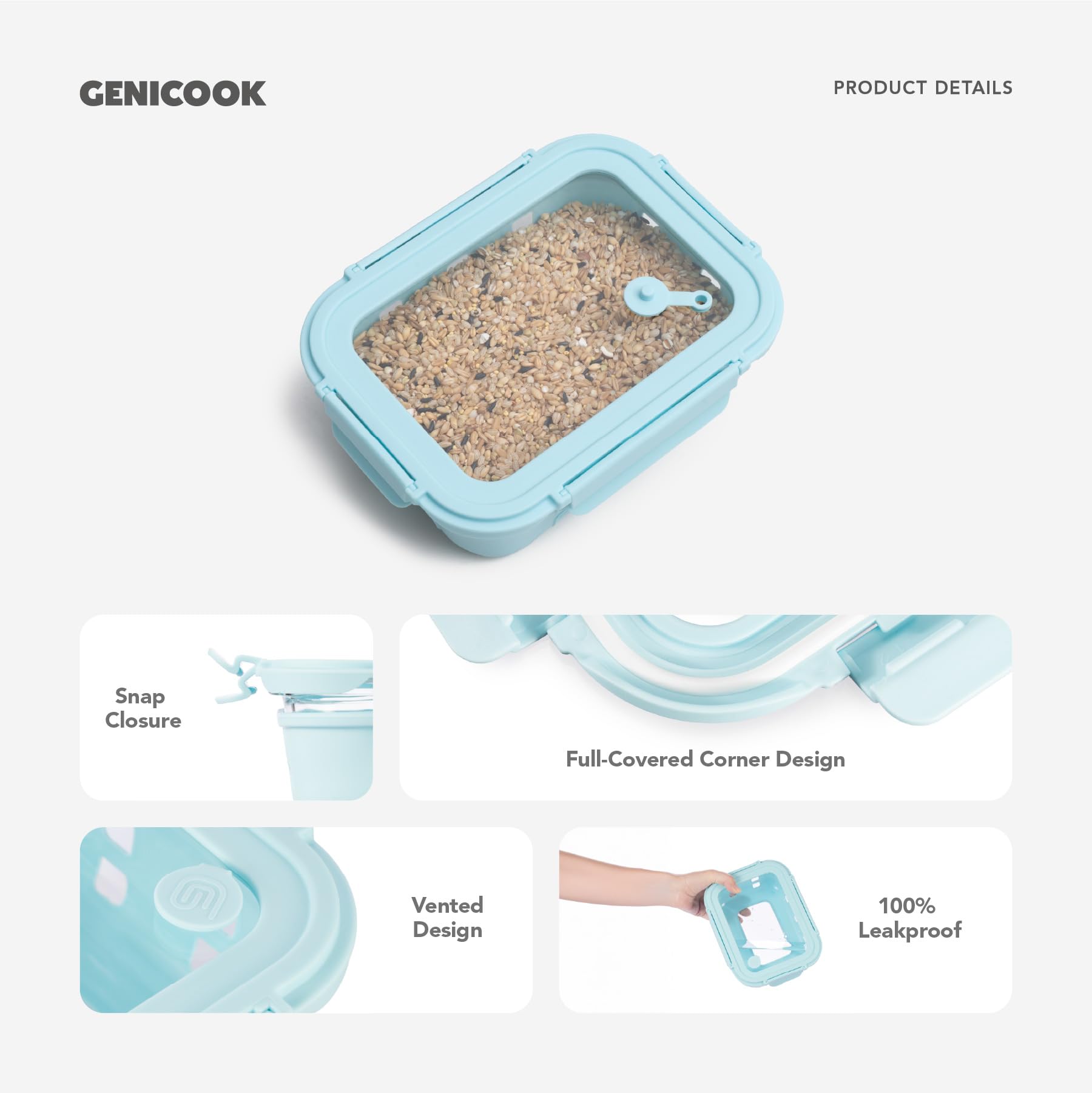 Genicook stackable glass containers organized in a pantry