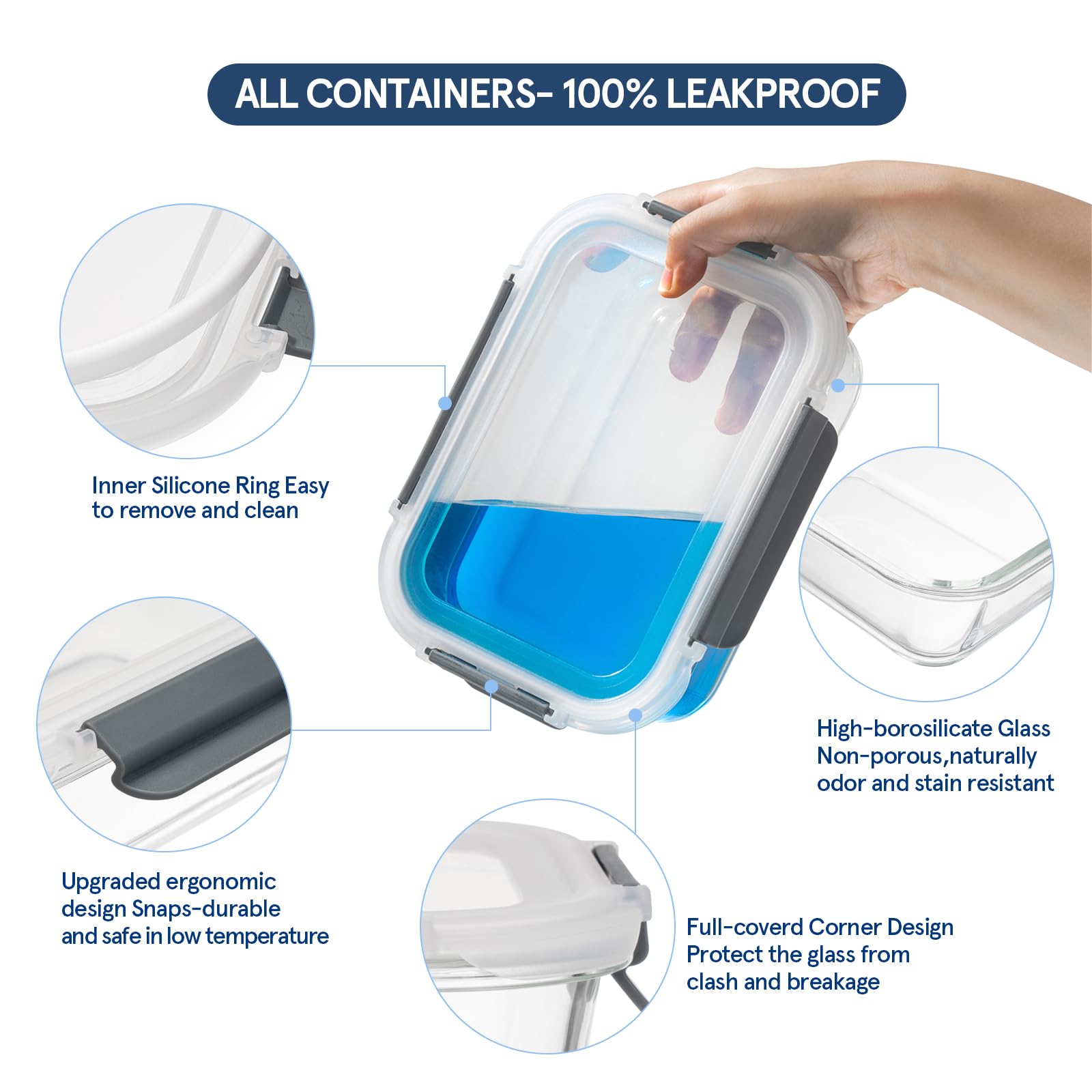 Genicoook round glass containers for versatile microwave-ready meals