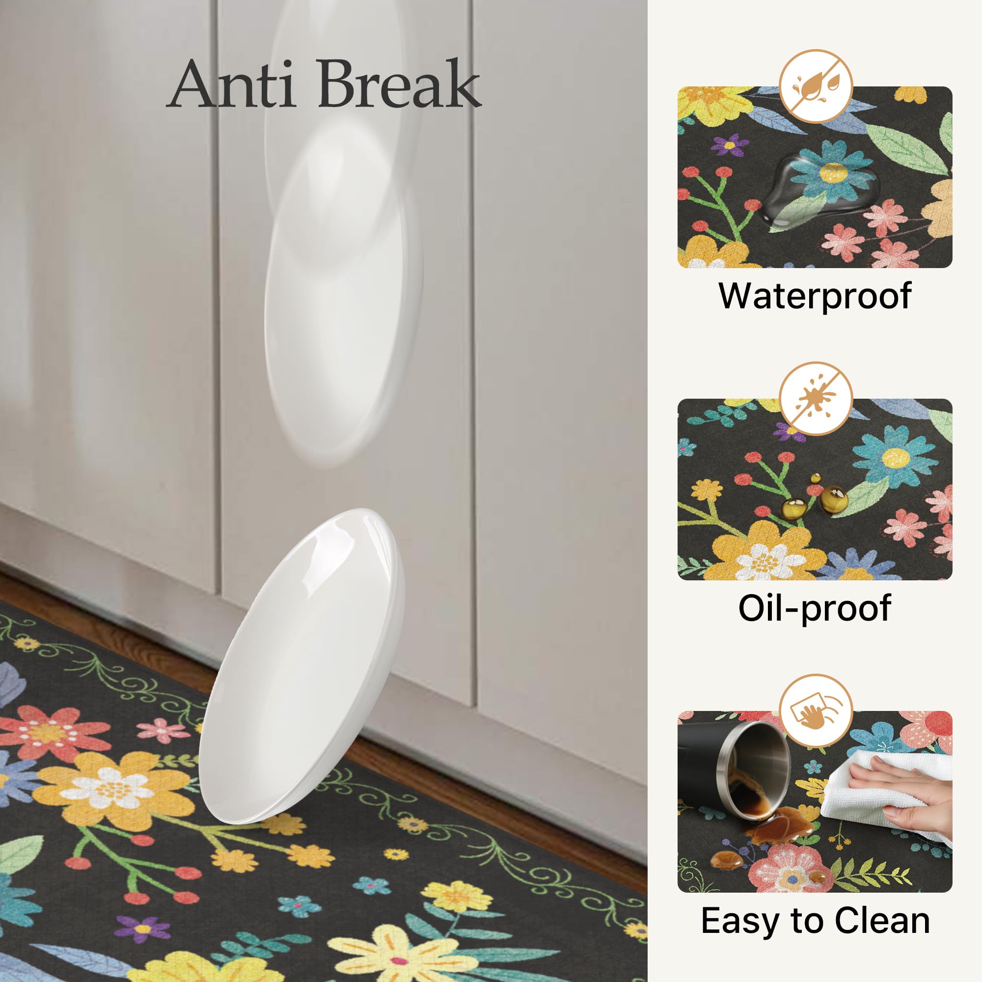 GENIMO versatile mats for kitchen, laundry, office, bathroom, and entryways.