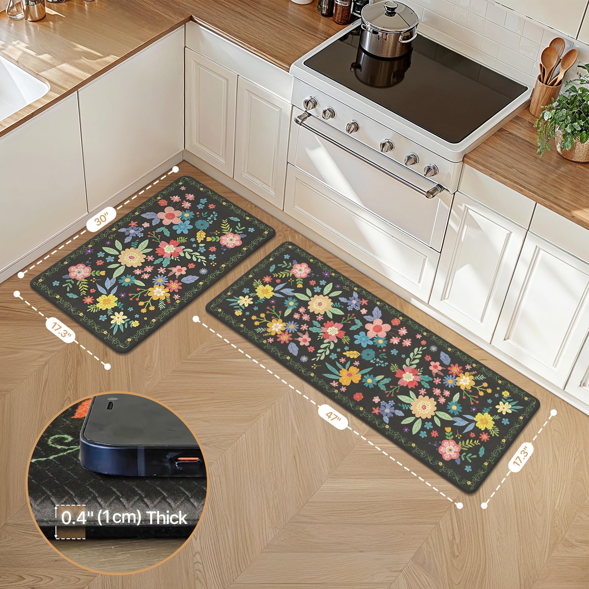 GENIMO non-slip base keeps mats in place while washing dishes.