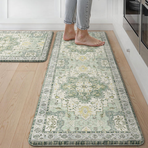 GENIMO kitchen mats 2pc anti-fatigue foam for comfortable standing
