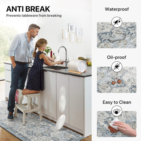 GENIMO non-slip backing stays securely in place on floors.