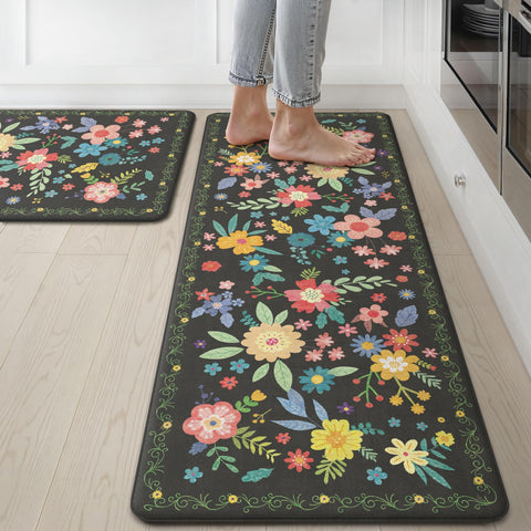 GENIMO kitchen mats two-pack cushioned for comfortable standing during cooking.